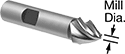 Image of Product. Front orientation. Contains Annotated. End Mills. High-Speed Steel Tapered Square End Mills, 4 Flutes.