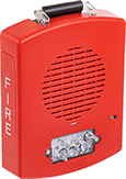Image of Product. Front orientation. Fire Alarms. Fire Alarm Speakers with Strobe Light, Outdoor Environments, Wall Mount/Ceiling Mount.
