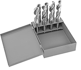 Image of Product. Front orientation. Drill Bits. Cobalt Steel Reduced-Round Shank Drill Bit Sets, Jobbers' Length.