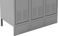 Image of ProductInUse. Front Bases Shown Installed. Front orientation. ZoomedIn view. Front Base. Assembly-Required Lockers.