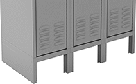 Image of ProductInUse. End Base Shown Installed. Front orientation. ZoomedIn view. End Base. Assembly-Required Lockers.