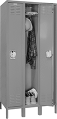 Image of ProductInUse. Lockers with Fixed Shelf and Hooks. Front orientation. Lockers. Assembly-Required Lockers.