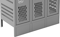Image of ProductInUse. Front Bases Shown Installed. Front orientation. ZoomedIn view. Front Base. Ventilated Lockers.