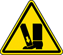 Image of Product. Front orientation. Labels. Machine and Equipment Operation ISO Labels , Crushing of Toes—Foot Hazard Symbol.