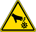 Image of Product. Front orientation. Labels. Machine and Equipment Operation ISO Labels , Rotating Blade Hazard Symbol.
