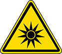 Image of Product. Front orientation. Labels. Machine and Equipment Operation ISO Labels , Optical Radiation Hazard Symbol.