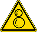 Image of Product. Front orientation. Labels. Machine and Equipment Operation ISO Labels , Counter-Rotating Rollers Hazard Symbol.