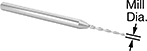 Image of Product. Front orientation. Contains Annotated. End Mills. Carbide Tapered Square End Mills, 2 Flutes.
