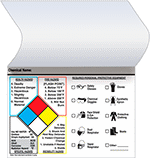 Image of Product. Front orientation. Adhesive Back. NFPA Diamond Labels with Laminating Flap , Required Personal Protective Equipment Checklist.