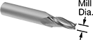 Image of Product. Front orientation. Contains Annotated. End Mills. Carbide Tapered Square End Mills, 4 Flutes.