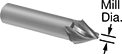 Image of Product. Front orientation. Contains Annotated. End Mills. Carbide Tapered Square End Mills, 3 Flutes.