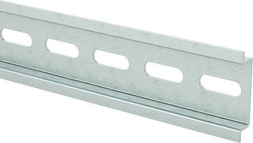 Image of Product. Front orientation. Steel DIN 3 Rail, 7.5mm Deep, 1M Long.