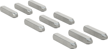 Image of Product. Front orientation. Steel Stamp for Hard Materials, Number Set, 1/4" Character Height.