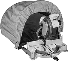Image of ProductInUse. Front orientation. Dust Hoods. Sawdust Hoods for Miter Saws.
