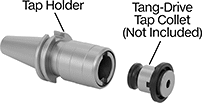 Image of System. Front orientation. Exploded view. Contains Annotated. Tap Collet Holders. CAT Taper Rigid Tap Collet Holders .