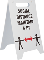 Image of Product. Front orientation. Signs. Fold-Flat Social Distancing Signs, Social Distance Maintain 6 FT (English).