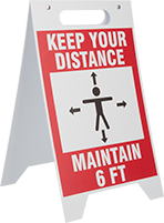 Image of Product. Front orientation. Signs. Fold-Flat Social Distancing Signs, Keep Your Distance Maintain 6 FT (English).