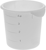 Image of Product. Front orientation. Food Storage Containers. Plastic Storage Containers for Food and Beverage, Style A.