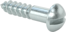 Image of Product. Front orientation. Slotted Decorative Rounded Head Screws, for Wood, Zinc-Plated Steel, Number 4 Size, 1/2" Long.