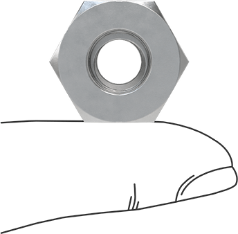 Image of Product. Side1 orientation. Contains SizingReference. Breakaway Tamper-Resistant Nuts, Aluminum, 3/8"-16 Thread Size.