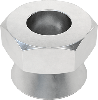 Image of Product. Bottom orientation. Breakaway Tamper-Resistant Nuts, Aluminum, 3/8"-16 Thread Size.
