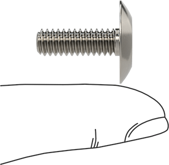 Image of Product. Side1 orientation. Contains SizingReference. 18-8 Stainless Steel Oversized Truss Head Slotted Screw, 1/4"-20 Thread Size, 3/4" Long.