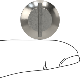 Image of Product. Side1 orientation. Contains SizingReference. 18-8 Stainless Steel Oversized Truss Head Slotted Screw, M6 x 1 mm Thread Size, 16 mm Long.