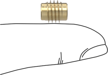 Image of Product. Side1 orientation. Contains SizingReference. Brass Tapping Inserts for Hardwood, 8-32 Thread Size.
