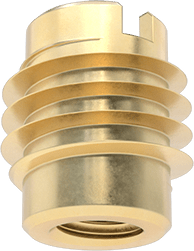 Image of Product. Top orientation. Brass Tapping Inserts for Hardwood, 8-32 Thread Size.