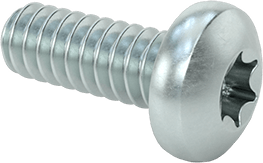 Image of Product. Front orientation. Zinc-Plated Steel Pan Head Torx Screws, 6-32 Thread Size, 3/8" Long.