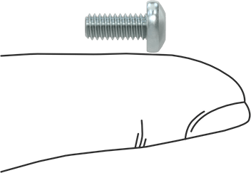 Image of Product. Side1 orientation. Contains SizingReference. Zinc-Plated Steel Pan Head Torx Screws, 8-32 Thread Size, 3/8" Long.