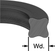 Image of Attribute. Front orientation. CrossSection view. Contains Annotated. O-Rings. X-Profile Oil-Resistant Buna-N O-Rings.