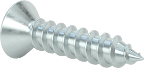 Image of Product. Back orientation. Zinc-Plated Steel Phillips Flat Head Screws, for Sheet Metal, Number 8 Size, 3/4" Long.