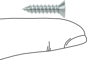 Image of Product. Side1 orientation. Contains SizingReference. Zinc-Plated Steel Phillips Flat Head Screws, for Sheet Metal, Number 8 Size, 3/4" Long.