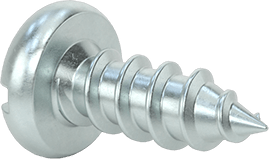 Image of Product. Back orientation. Zinc-Plated Steel Slotted Rounded Head Screws, for Sheet Metal, Number 10 Size, 1/2" Long.
