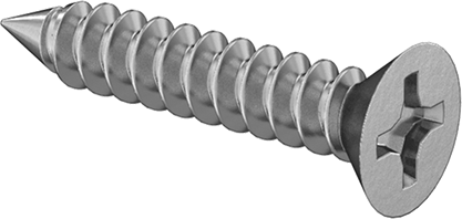 Image of Product. Front orientation. 18-8 Stainless Steel Phillips Flat Head Screws for Metal, Number 6 Size, 3/4" Long.