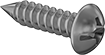 Image of Product. Front orientation. Tapping Screws. Brass Combination Slotted/Phillips Rounded Head Screws for Sheet Metal.