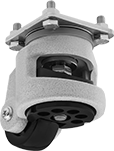 Image of Product. Front orientation. Casters. Leveling Plate Casters, Swivel Casters, Nut Adjustment.