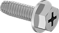 Image of Product. Front orientation. Tapping Screws. Steel Phillips Flanged Hex Head Thread-Cutting Screws.