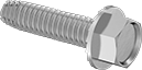Image of Product. Front orientation. Tapping Screws. Steel Serrated Flanged Hex Head Thread-Cutting Screws.