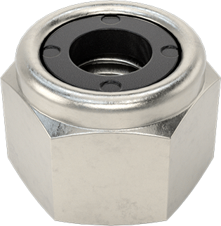 Image of Product. Bottom orientation. 18-8 Stainless Steel Heavy-Profile Nylon-Insert Locknut, Corrosion-Resistant, 3/8"-16 Thread Size.