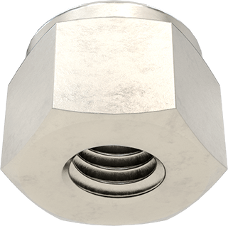 Image of Product. Bottom orientation. 18-8 Stainless Steel Heavy-Profile Nylon-Insert Locknut, Corrosion-Resistant, 3/8"-16 Thread Size.