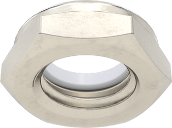 Image of Product. Bottom orientation. 18-8 Stainless Steel Thin-Profile Nylon-Insert Locknut, Corrosion-Resistant, 7/8"-9 Thread Size.