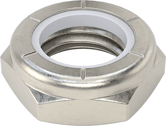 Image of Product. Bottom orientation. 18-8 Stainless Steel Thin-Profile Nylon-Insert Locknut, Corrosion-Resistant, 7/8"-9 Thread Size.