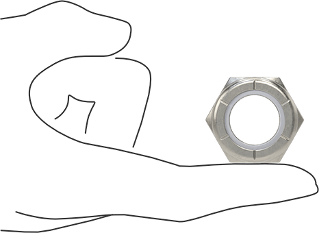 Image of Product. Side1 orientation. Contains SizingReference. 18-8 Stainless Steel Thin-Profile Nylon-Insert Locknut, Corrosion-Resistant, 7/8"-9 Thread Size.