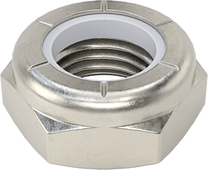 Image of Product. Bottom orientation. 18-8 Stainless Steel Thin-Profile Nylon-Insert Locknut, Corrosion-Resistant, 3/8"-24 Thread Size.