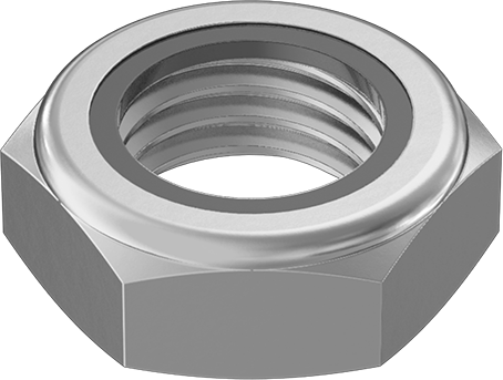 Image of Product. Front orientation. 18-8 Stainless Steel Thin-Profile Nylon-Insert Locknut, 7/8"-9 Thread Size.