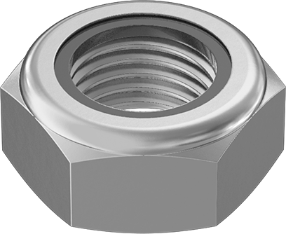 Image of Product. Front orientation. 18-8 Stainless Steel Thin-Profile Nylon-Insert Locknut, 3/8"-24 Thread Size.