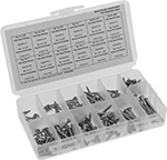 Image of Product. Front orientation. Wood Screws. Stainless Steel Flat and Rounded Head Wood Screw Assortments.