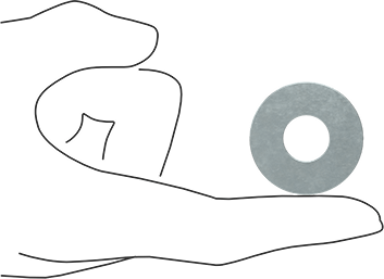 Image of Product. Side1 orientation. Contains SizingReference. Zinc-Plated Steel USS Washer, for 1/2" Size SAE Grade 5 Screw, 0.563" ID, 1.375" OD.
